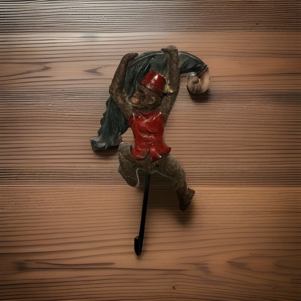 Vintage Monkey Butler For Hanging Coats Or Hats 9” H Red